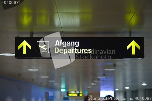 Image of Departures airport sign