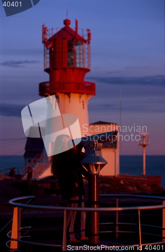 Image of Girl with Telescope at Lighthouse