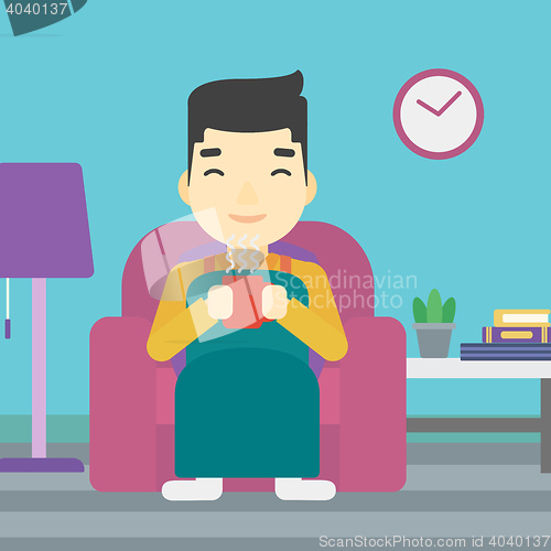 Image of Man drinking coffee or tea vector illustration.