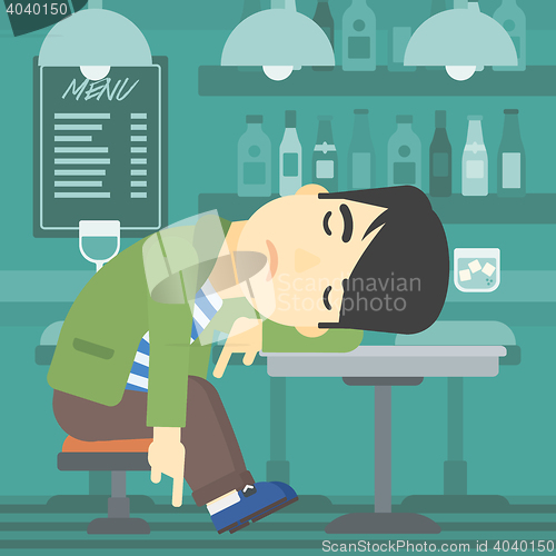 Image of Man sleeping in bar.