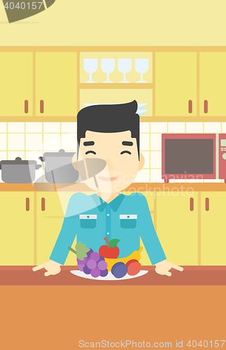 Image of Man with fresh fruits vector illustration.