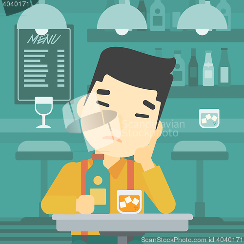 Image of Man drinking at the bar vector illustration.