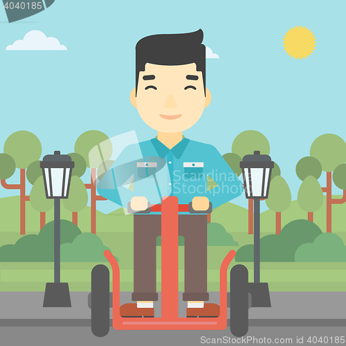 Image of Man driving electric scooter vector illustration.