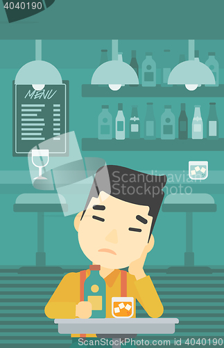 Image of Man drinking at the bar vector illustration.