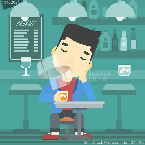 Image of Man drinking at the bar vector illustration.