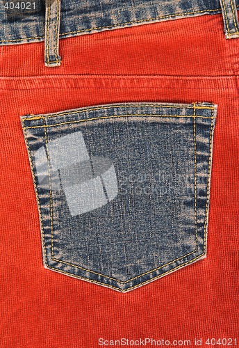 Image of Corduroy clothing with denim pocket