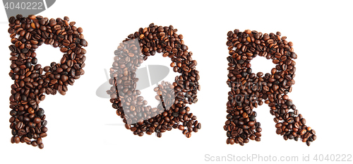 Image of alphabet from coffee beans