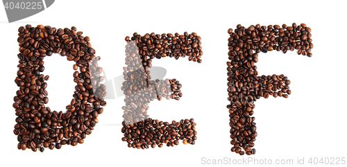 Image of alphabet from coffee beans