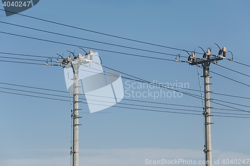 Image of electric line columns