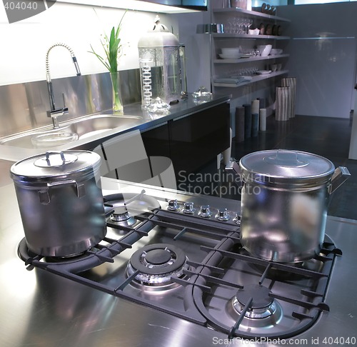 Image of modern kitchen with saucepan