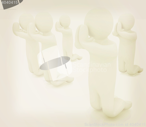 Image of 3d mans on his knees. Christian prayer concept. 3D illustration.