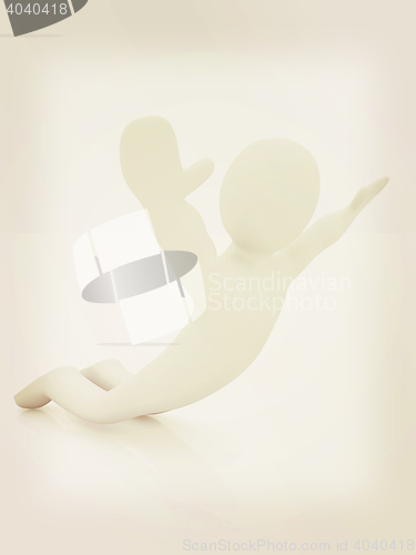 Image of 3d man isolated on white. Series: morning exercises - flexibilit