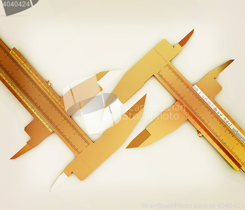 Image of Calipers on a white background. 3D illustration. Vintage style.