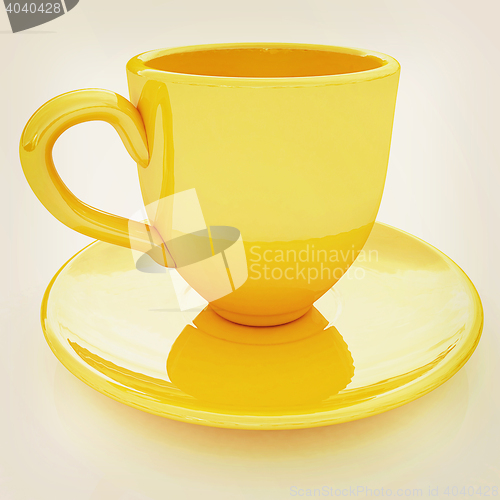 Image of mug on a white. 3D illustration. Vintage style.