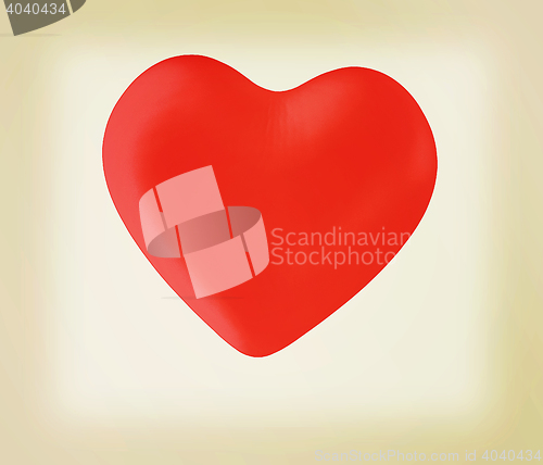 Image of red heart. 3D illustration. Vintage style.