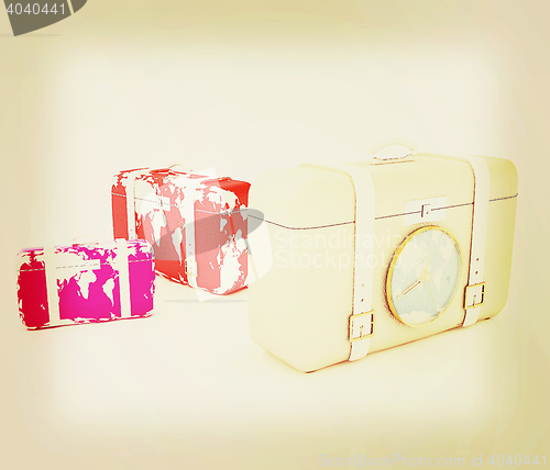 Image of Suitcases for travel. 3D illustration. Vintage style.