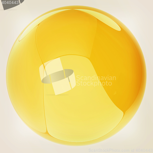 Image of Glossy yellow sphere . 3D illustration. Vintage style.