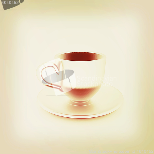 Image of Cup on a saucer. 3D illustration. Vintage style.