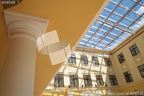 Image of interior with and glass ceiling