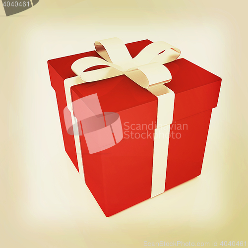 Image of Bright christmas gift. 3D illustration. Vintage style.