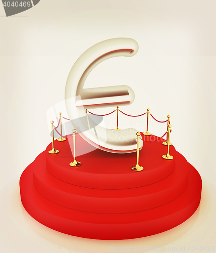 Image of Euro sign on podium. 3D icon on white background . 3D illustrati