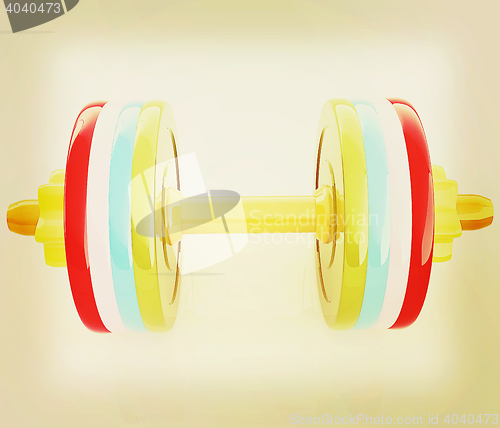 Image of Colorful dumbbells on a white background. 3D illustration. Vinta