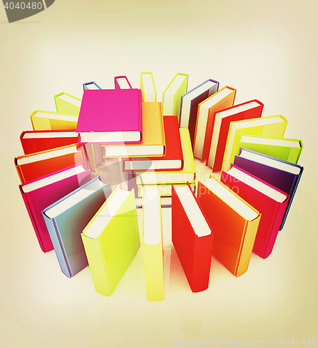 Image of Colorful books . 3D illustration. Vintage style.