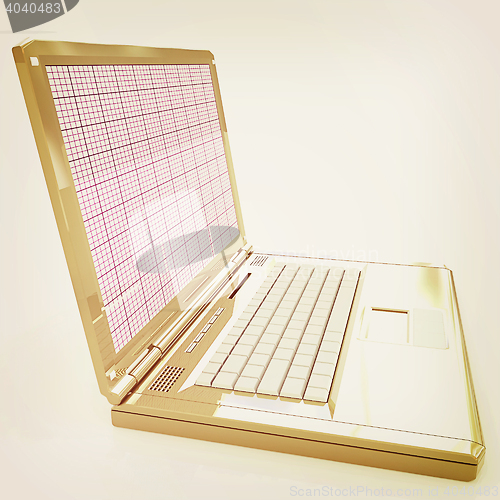 Image of Laptop. 3D illustration. Vintage style.