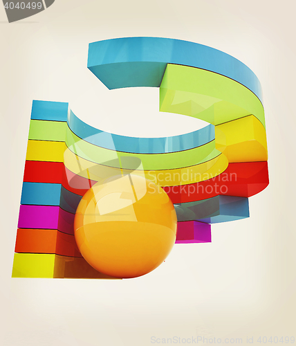 Image of Abstract colorful structure with ball in the center . 3D illustr