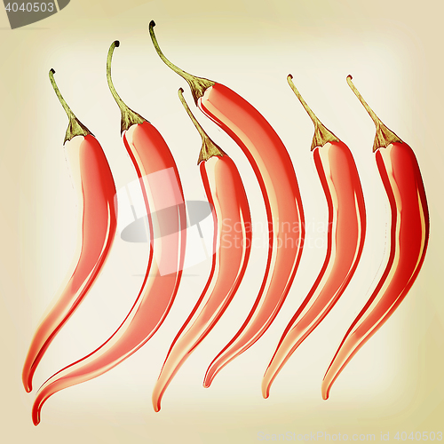Image of Hot chilli pepper set isolated on white background. 3D illustrat