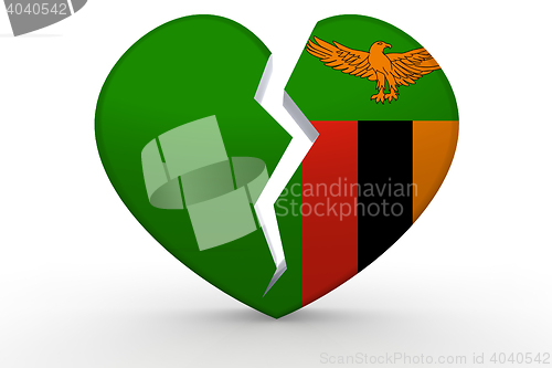 Image of Broken white heart shape with Zambia flag