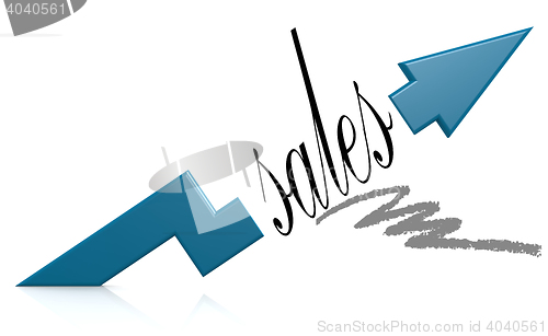 Image of Blue arrow with sales word