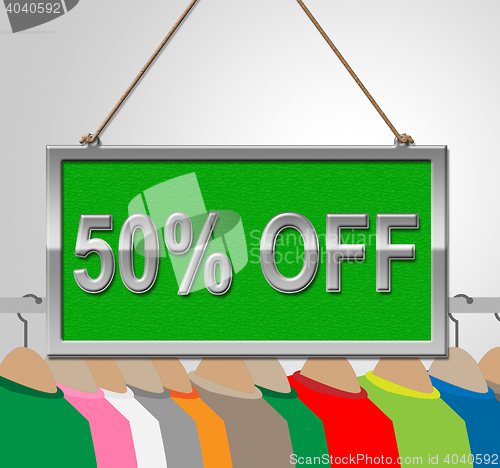 Image of Fifty Percent Off Shows Half Price And Advertisement