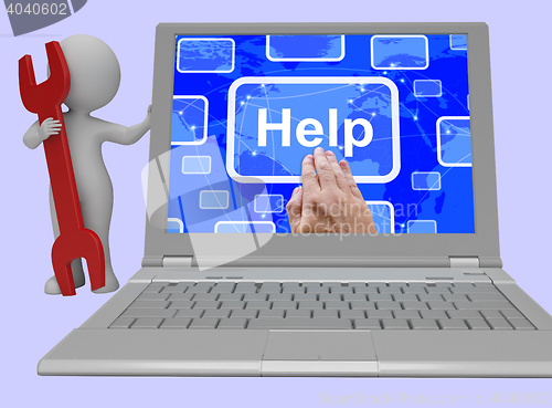 Image of Help Button Showing Assistance Support And Answers 3d Rendering