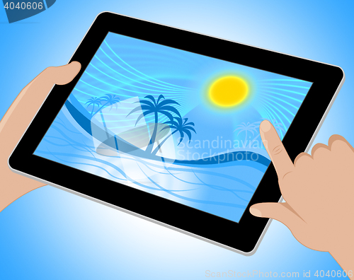 Image of Palm Tree Indicates Tropical Climate And Coastline Tablet