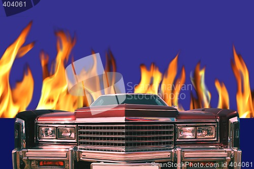 Image of Red Car aflame