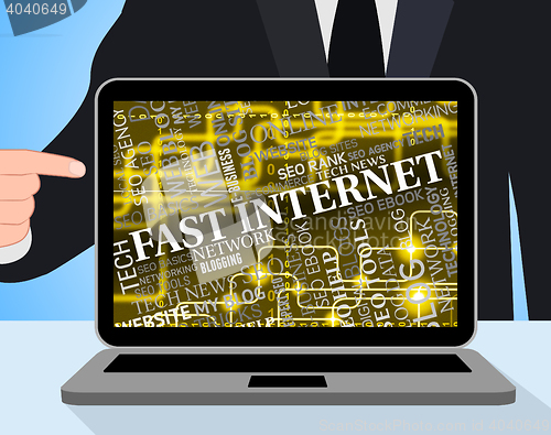 Image of Fast Internet Represents High Speed And Computer