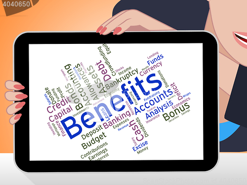 Image of Benefits Word Indicates Compensation Rewards And Pay