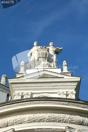 Image of Sculptural Composition on Background Blue Sky