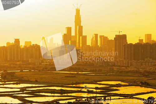 Image of chinese city at sunset