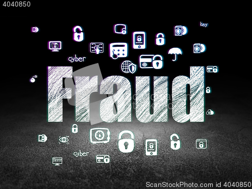 Image of Protection concept: Fraud in grunge dark room