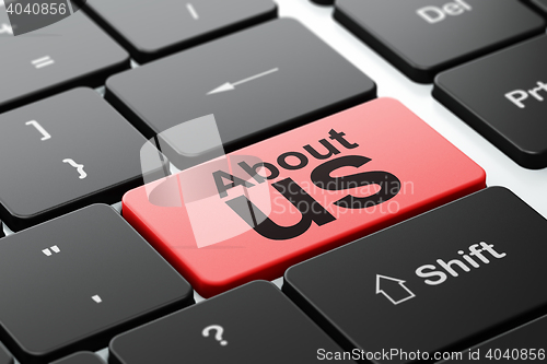Image of Marketing concept: About Us on computer keyboard background
