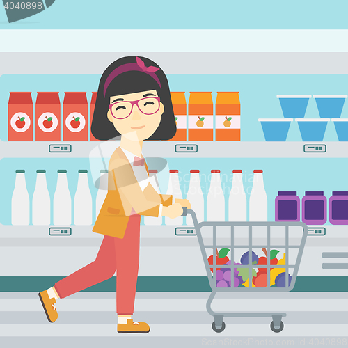 Image of Customer with trolley vector illustration.