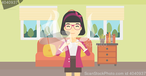 Image of Young woman quitting smoking vector illustration.