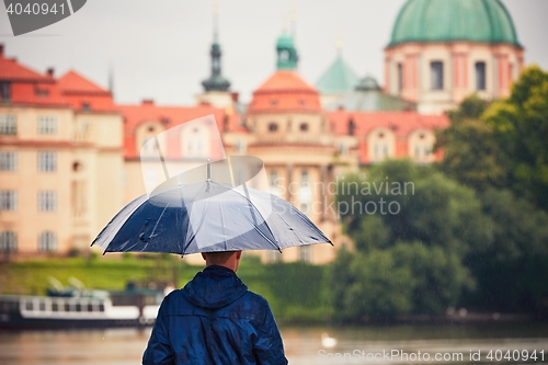 Image of Man in rainy day