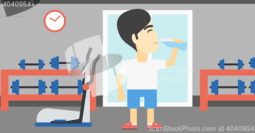 Image of Sportive man drinking water vector illustration.