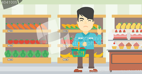 Image of Man refusing junk food vector illustration.