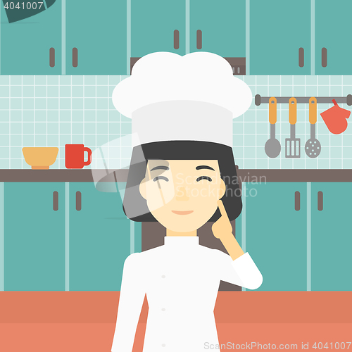 Image of Chief cooker having idea vector illustration.