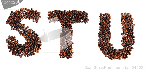 Image of alphabet from coffee beans