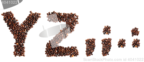 Image of alphabet from coffee beans